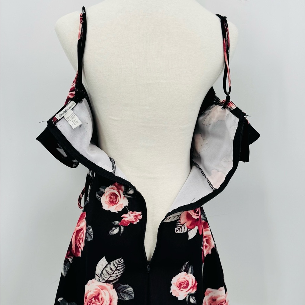 Charlotte Russe Off Shoulder Floral Dress - Black and Pink, S - Picture 5 of 7
